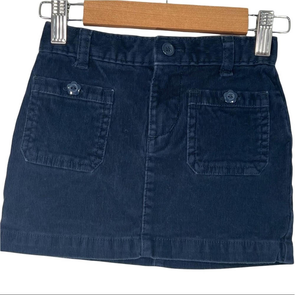 3T Toddler Girls' Corduroy Skirt EUC LIKE NEW Navy Blue Flower Buttons